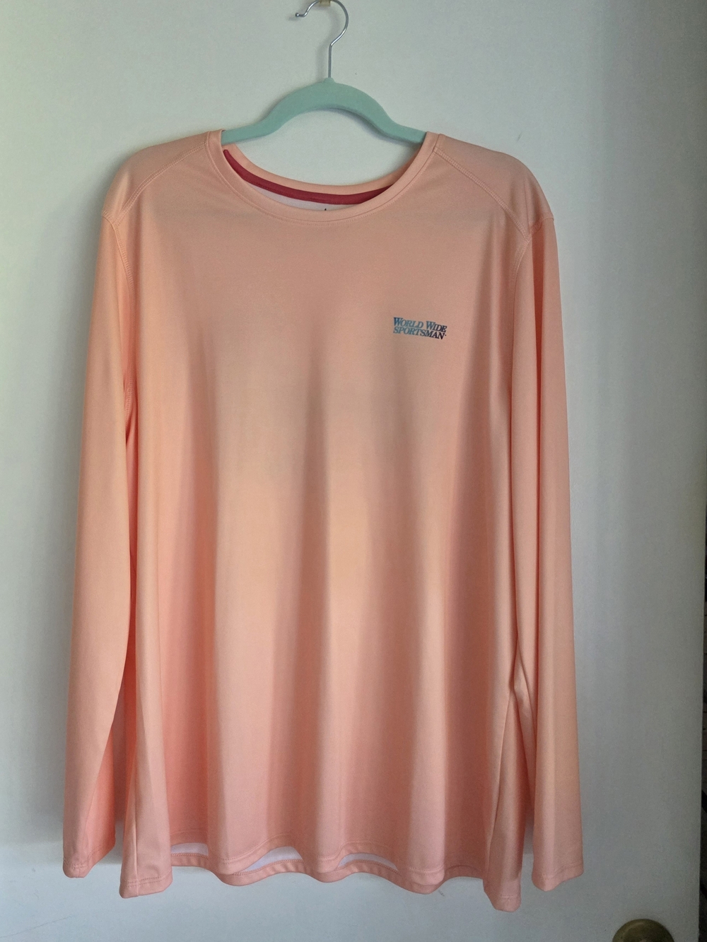 World Wide Sportsman Peach Performance Tee with Logo 2x